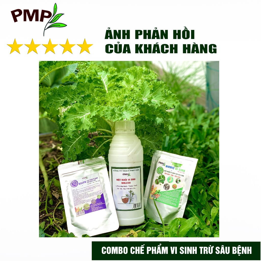 Combo chế phẩm vi sinh trừ bệnh, trừ sâu PMP cho rau sạch, hoa, cây cảnh