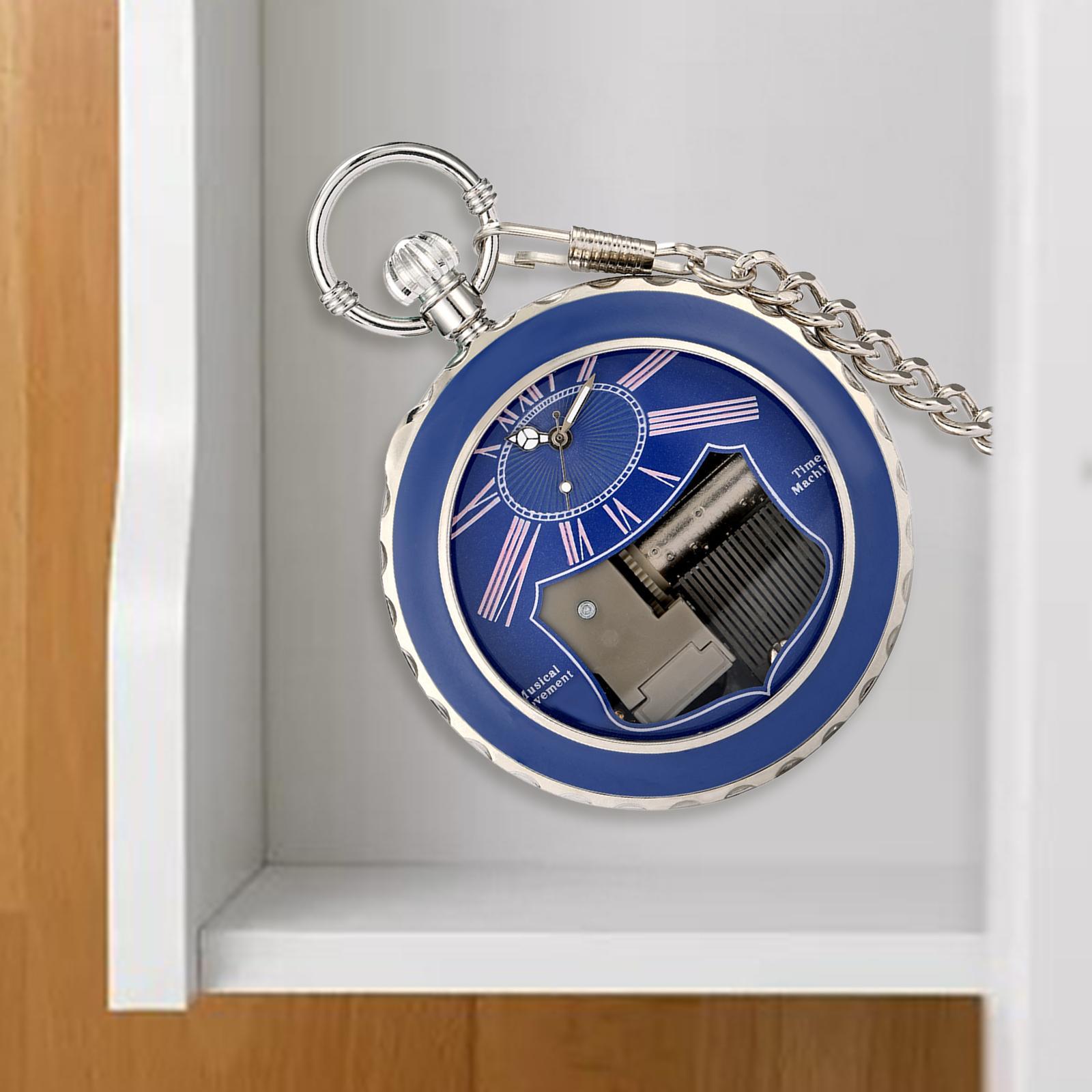2Pieces Quartz Pocket Watch Musical Movement Retro for Graduation Son