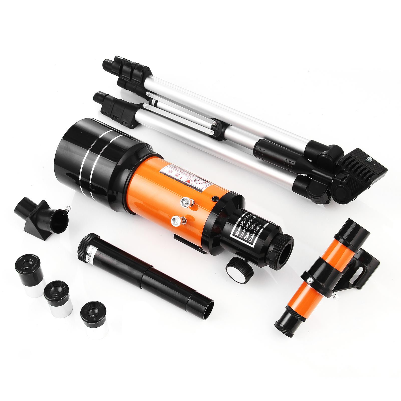 70mm Astronomical Telescope 150X High Power Monocular Telescope Refractor Spotting Scope with 5×24 Finder Scope Tripod