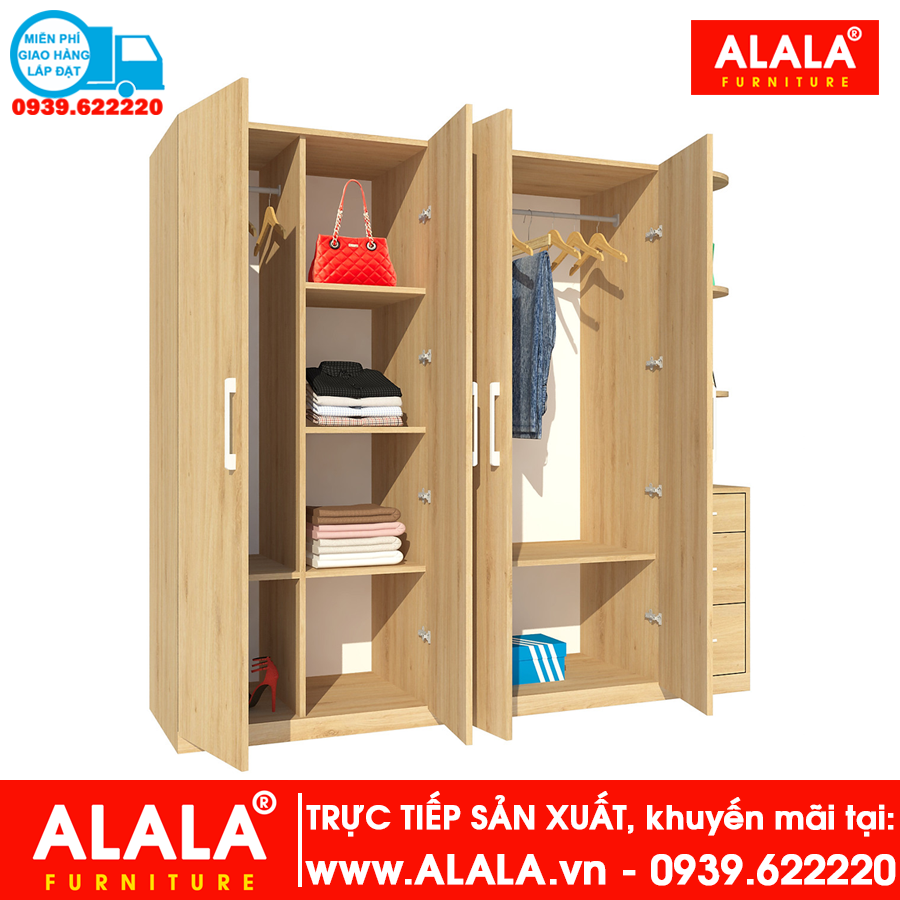 Tủ quần áo ALALA272 gỗ HMR chống nước - www.ALALA.vn - 0939.622220