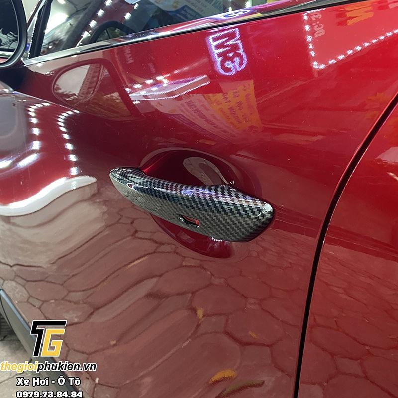 Trọn bộ ốp tay nắm cửa vân Carbon và hõm cửa 3M xe Mazda CX30, CX-30