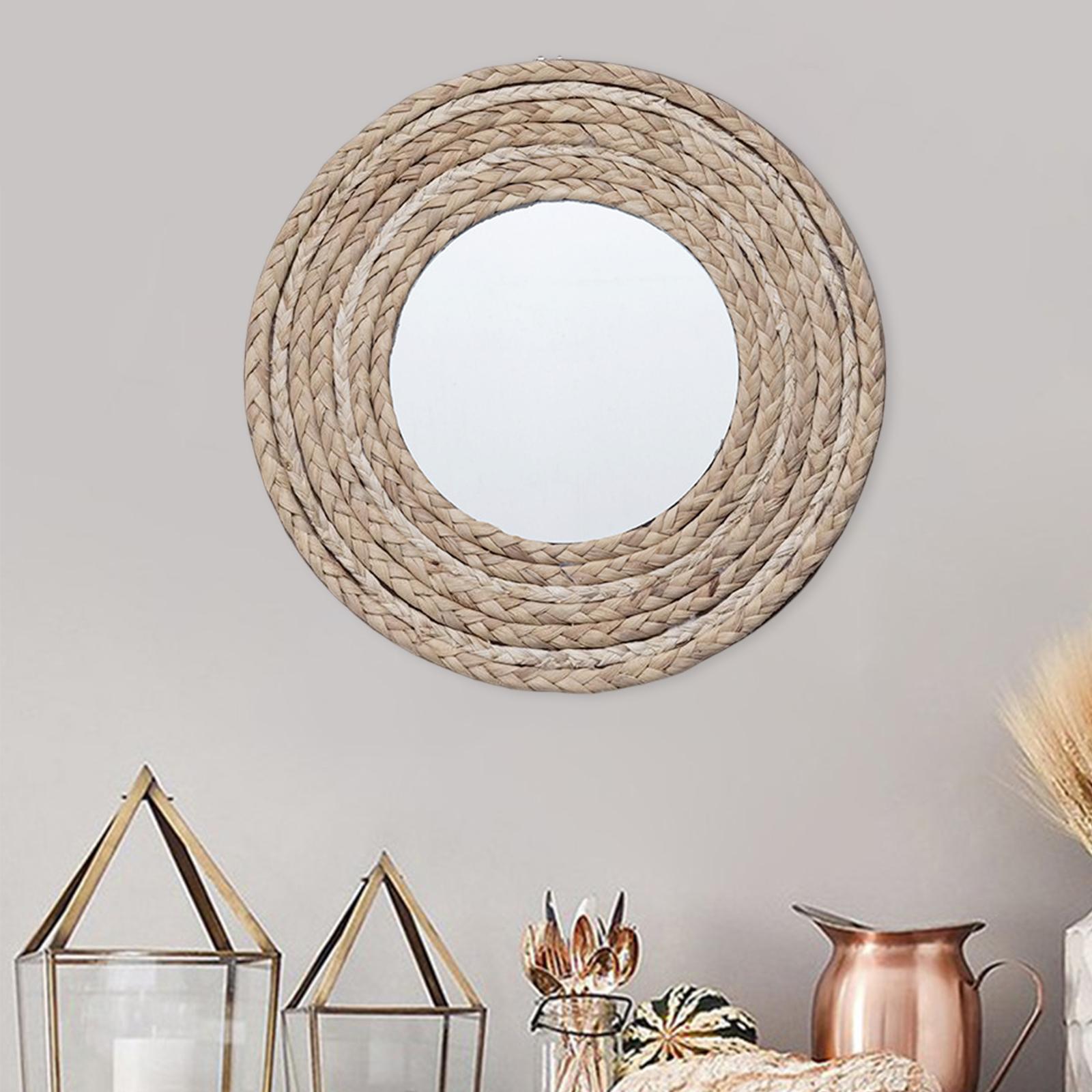 Hanging Wall Mirror,Art Ornament Beads Round Decorative Mirror,Art Ornament for Apartment Home Bedroom Living Room