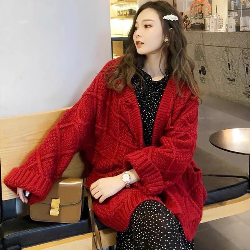 MS475 Áo cardigan len nữ vặn thừng khoá cài