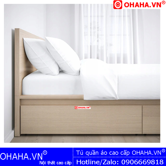 Giường ngủ gỗ cao cấp OHAHA phong cách bắc Mỹ