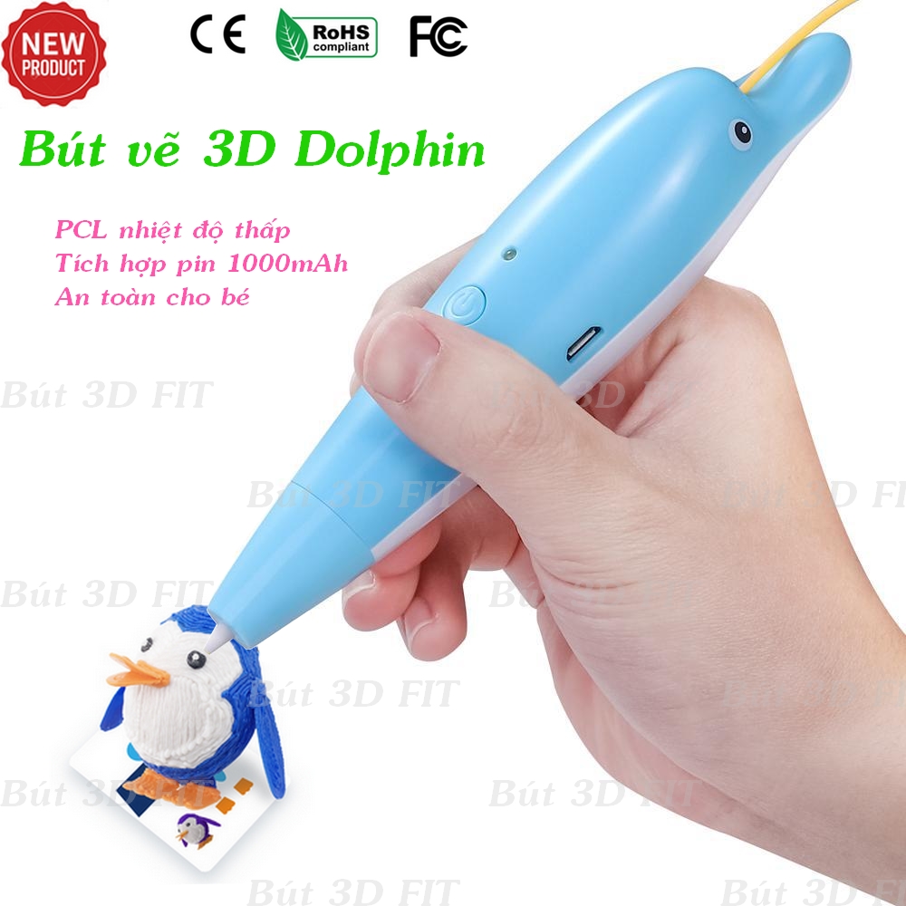 Bút vẽ 3D Dolphin nhiệt độ thấp, an toàn cho bé