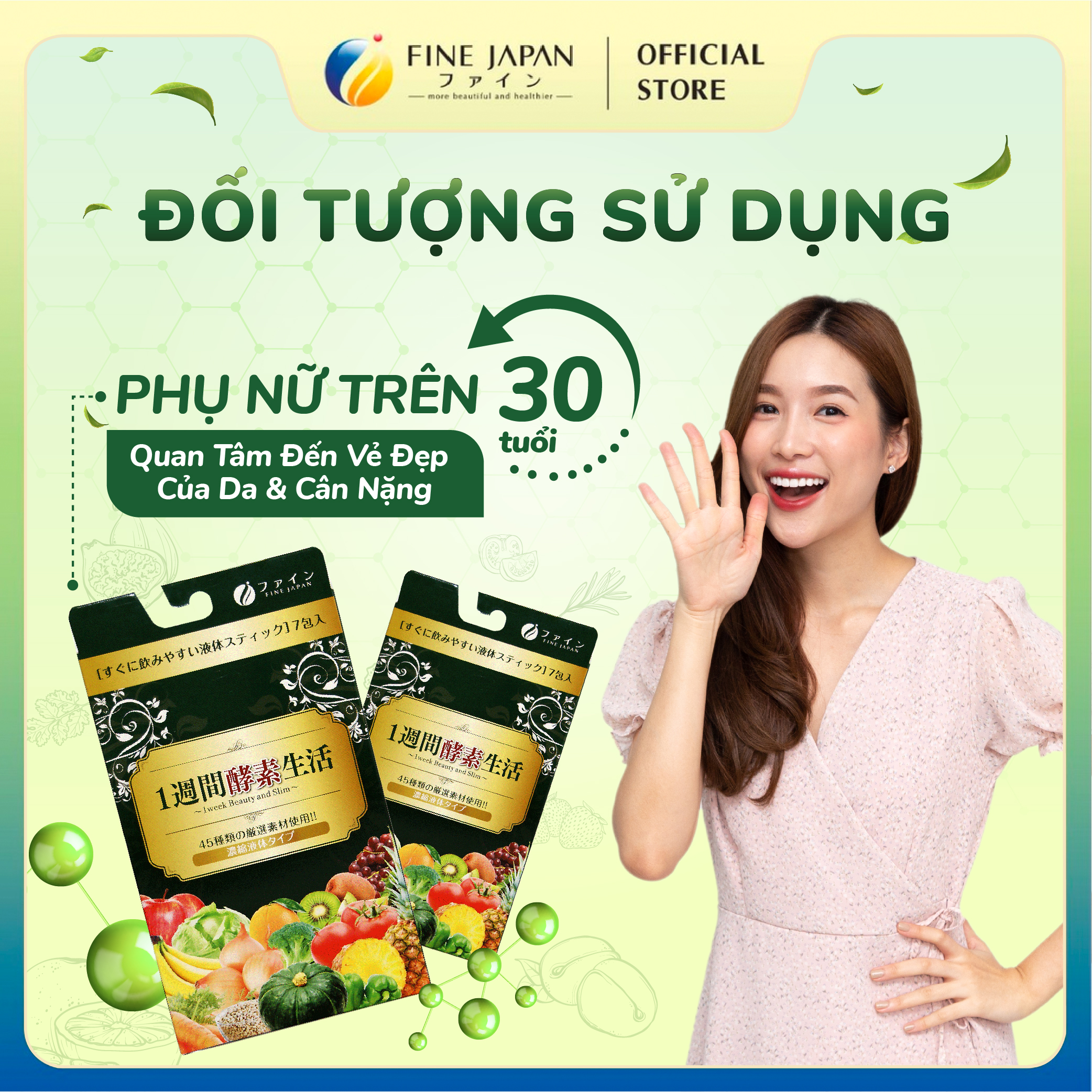 Nước cốt hỗ trợ tiêu hoá, làm đẹp từ 45 loại hoa quả và rau củ 1 WEEK ENZYM LIFE 105g