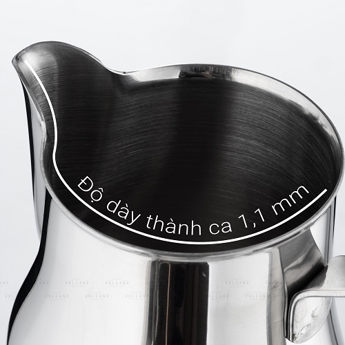 Ca đánh sữa Motta màu bạc Inox 304 mũi tròn