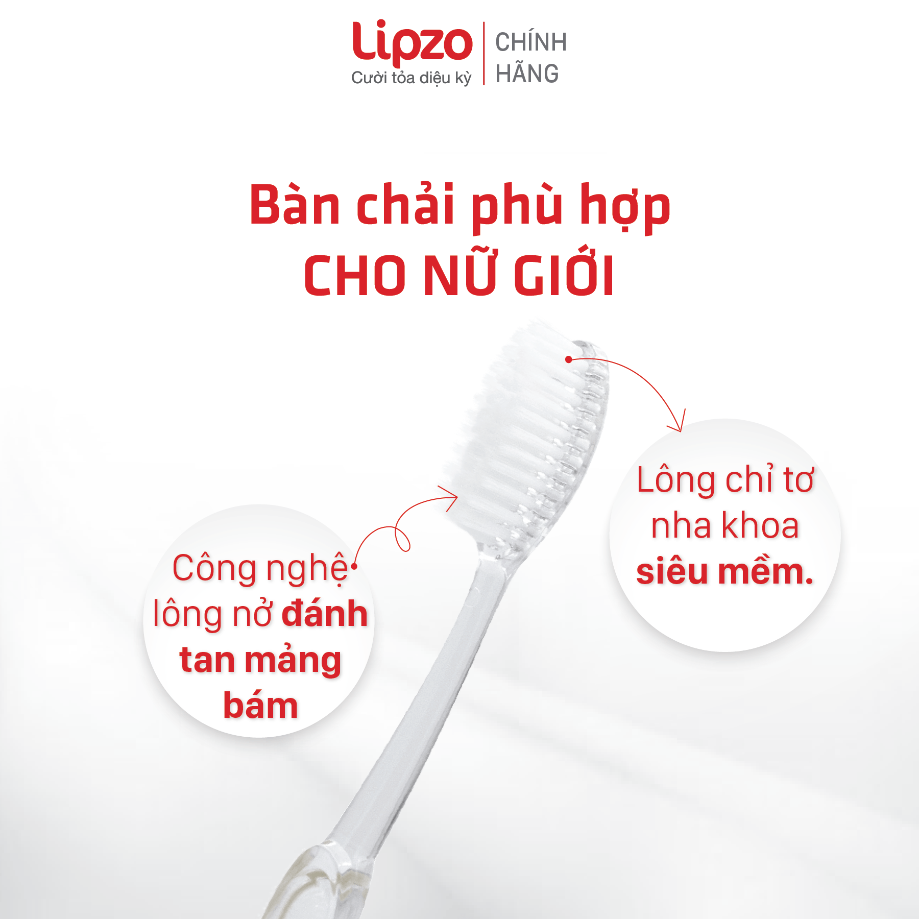 Bàn Chải Đánh Răng LIPZO Gpro Phù Hợp Nữ Giới Công Nghệ Nano Kháng Khuẩn Lông Nở Kết Hợp Chỉ Tơ Nha Khoa