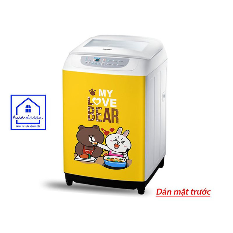 Decal Dán Tủ Lạnh Siêu Cute Gấu  Brown Hue Decor Chống Nước, Siêu Bền, Màu Sắc Trẻ Trung, Cá Tính, Năng Động