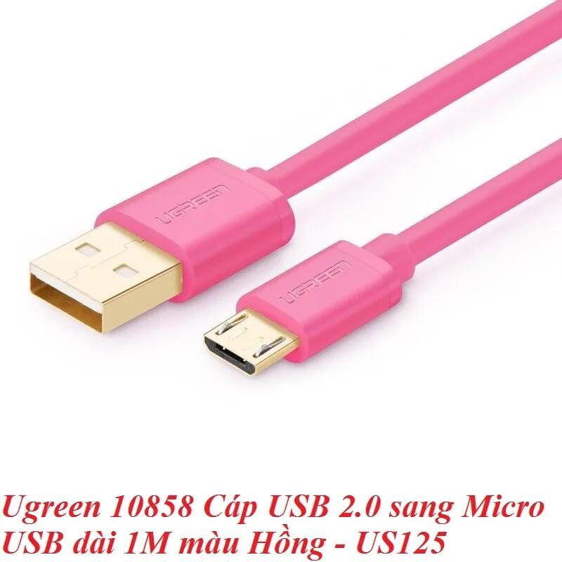 Ugreen UG10858US125TK 1M Màu Hồng Cáp sạc USB 2.0 sang Micro USB - HÀNG CHÍNH HÃNG