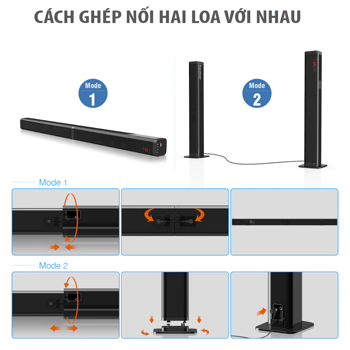 Loa thanh loa soundbar dùng cho smart tivi SK30-Optical có ổ cắm đa năng đi kèm