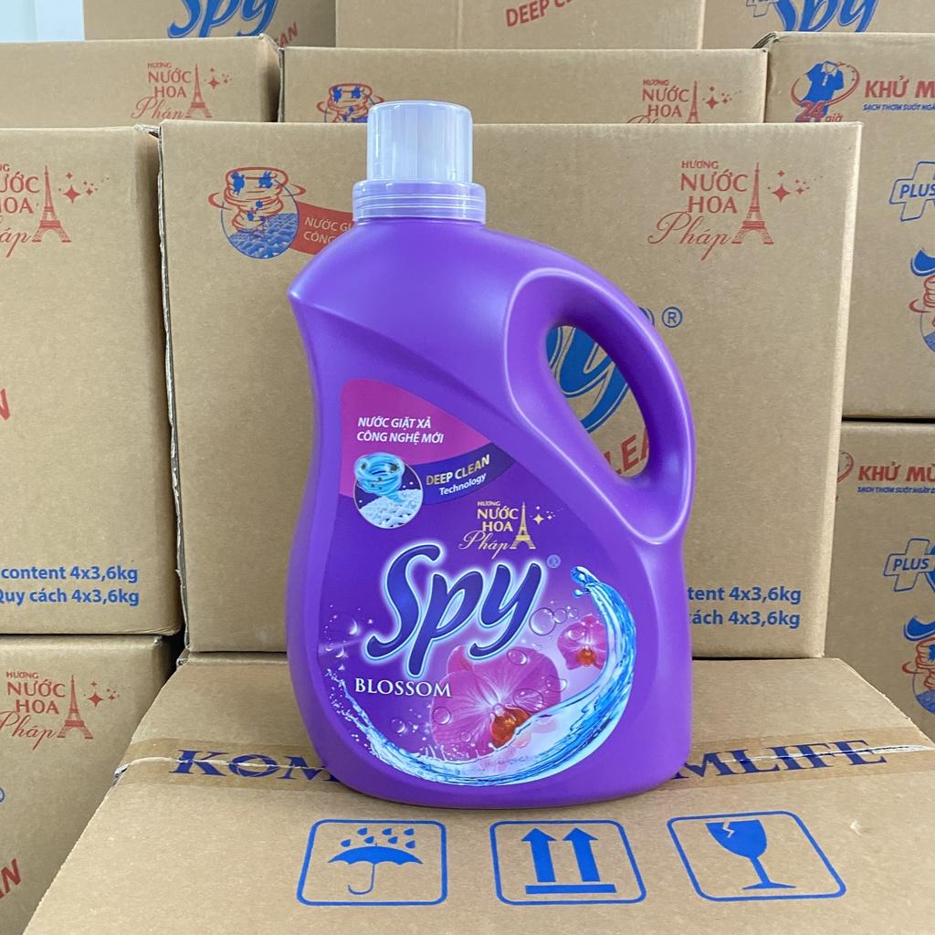 Can nước giặt xả 3,6 kg SPY TÍM Deep Clean sạch sâu, thơm lâu giúp làm mềm vải