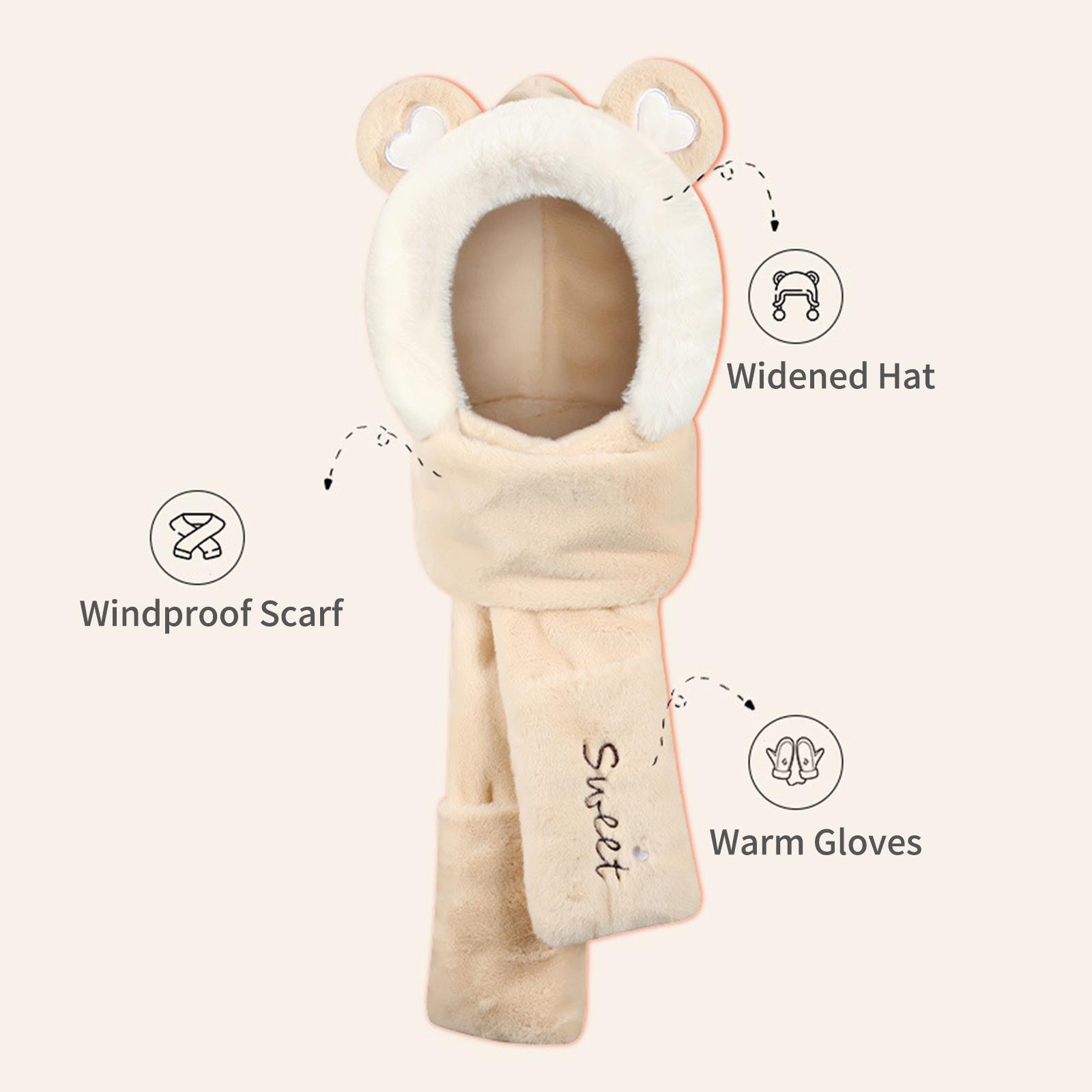 Mũ Tai Gấu Kèm Khăn Quàng Cổ Và Găng Tay Ấm Âp Ulzzang Hàn Quốc Mz70