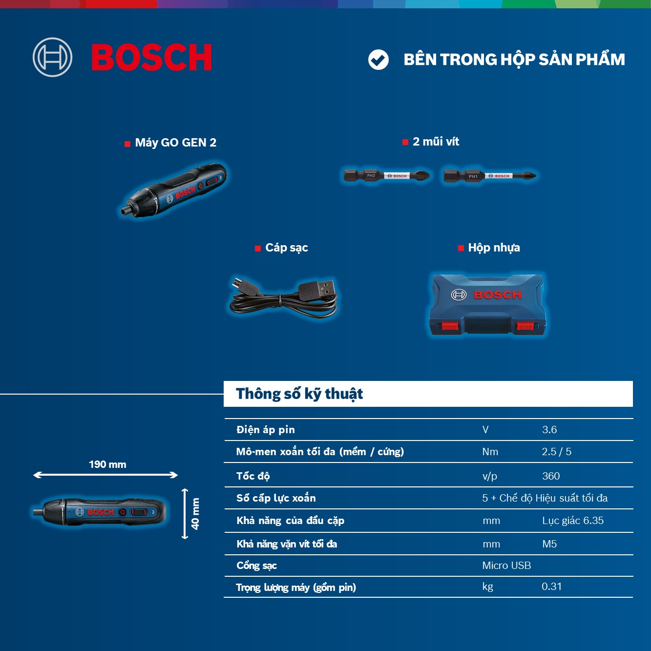 Máy vặn vít dùng pin Bosch go gen 2 Mới