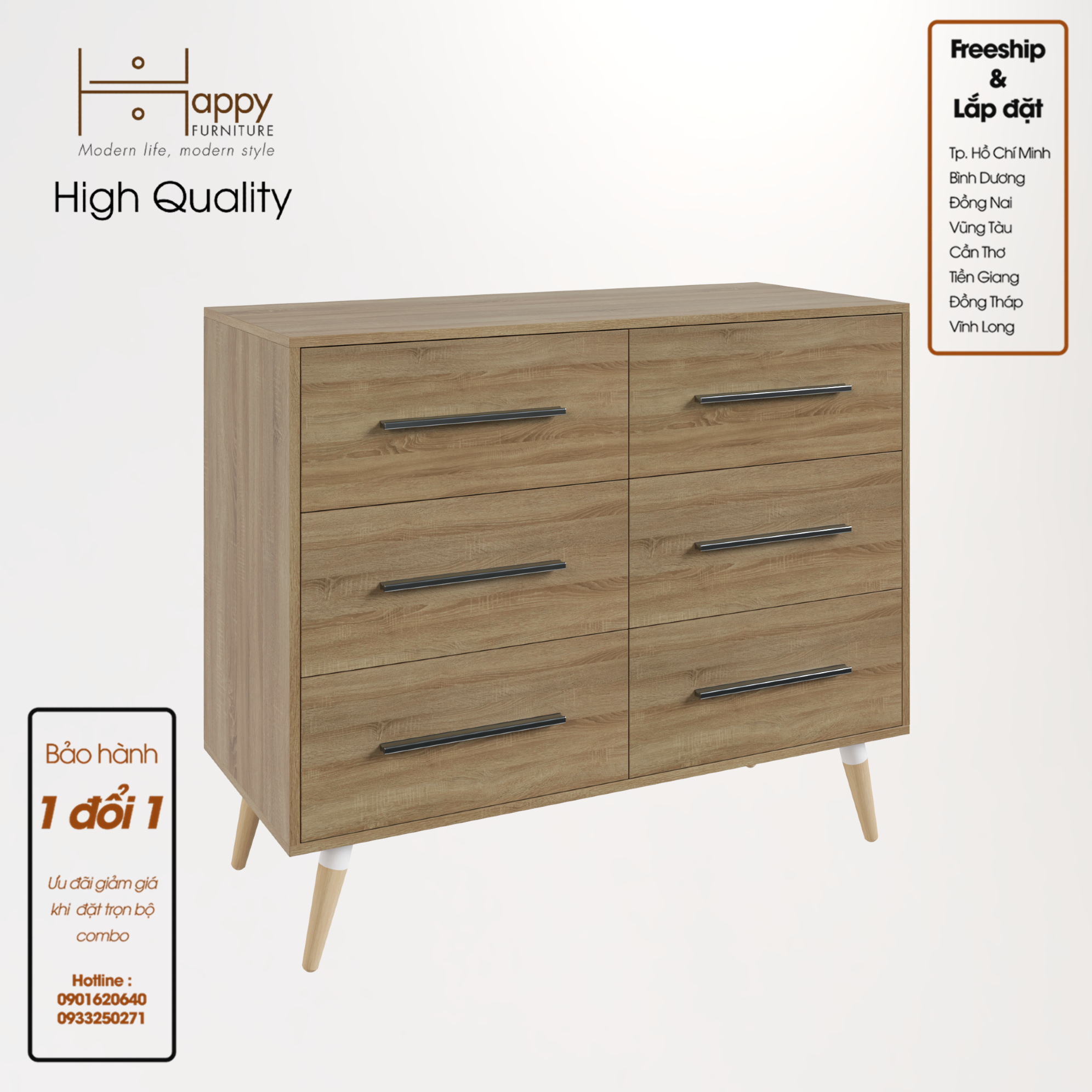 [Happy Home Furniture] OSRI, Tủ đựng đồ 6 ngăn - chân gỗ chéo ,  120cm x 40cm x 100cm ( DxRxC), THK_026