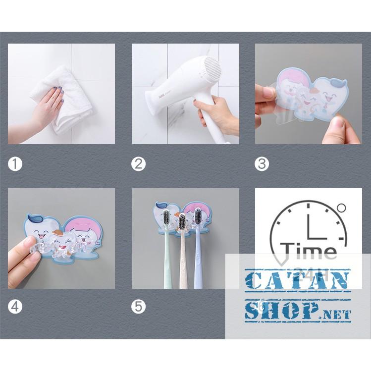 Miếng dán tường HÌNH CHIẾC RĂNG treo bàn chải đánh răng, móc treo vật dụng gia đình siêu tiện lợi, tiết kiệm không gian