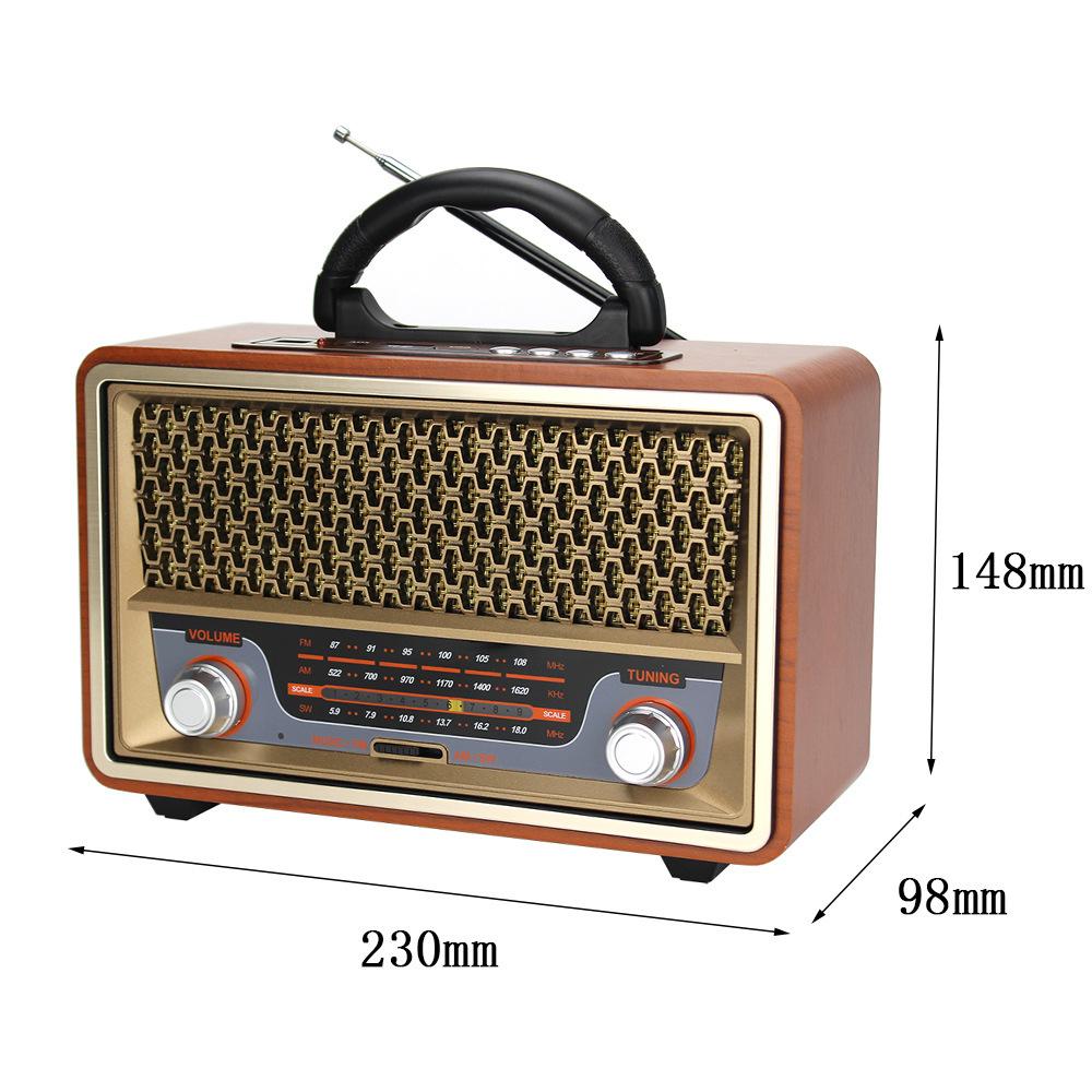 Loa bluetooth không dây retro bằng gỗ chất lượng cao nhà di động chất lượng cao Tri-tần số FM Subwooder điện thoại di động Color: MD-1702BT