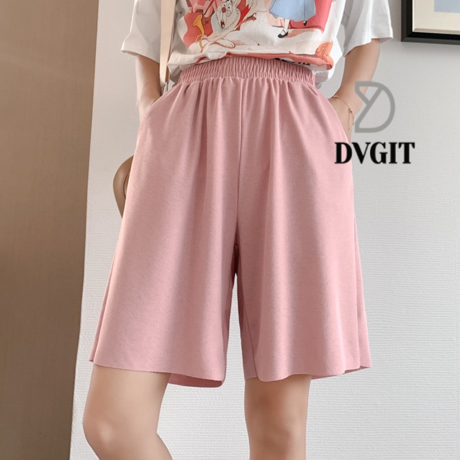 Quần Đùi Nữ Short Tăm Trơn DVGIT Fashion Chất Liệu Tăm Lạnh Cao Cấp Kiểu Dáng Hàn Quốc Mát Mẻ Mềm Mại Đi Chơi, Dạo Phố - Hồng