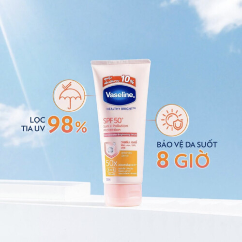 Serum chống nắng cơ thể Vaseline 50x bảo vệ da với SPF 50+ PA++++ giúp da sáng hơn gấp 2X 300ML