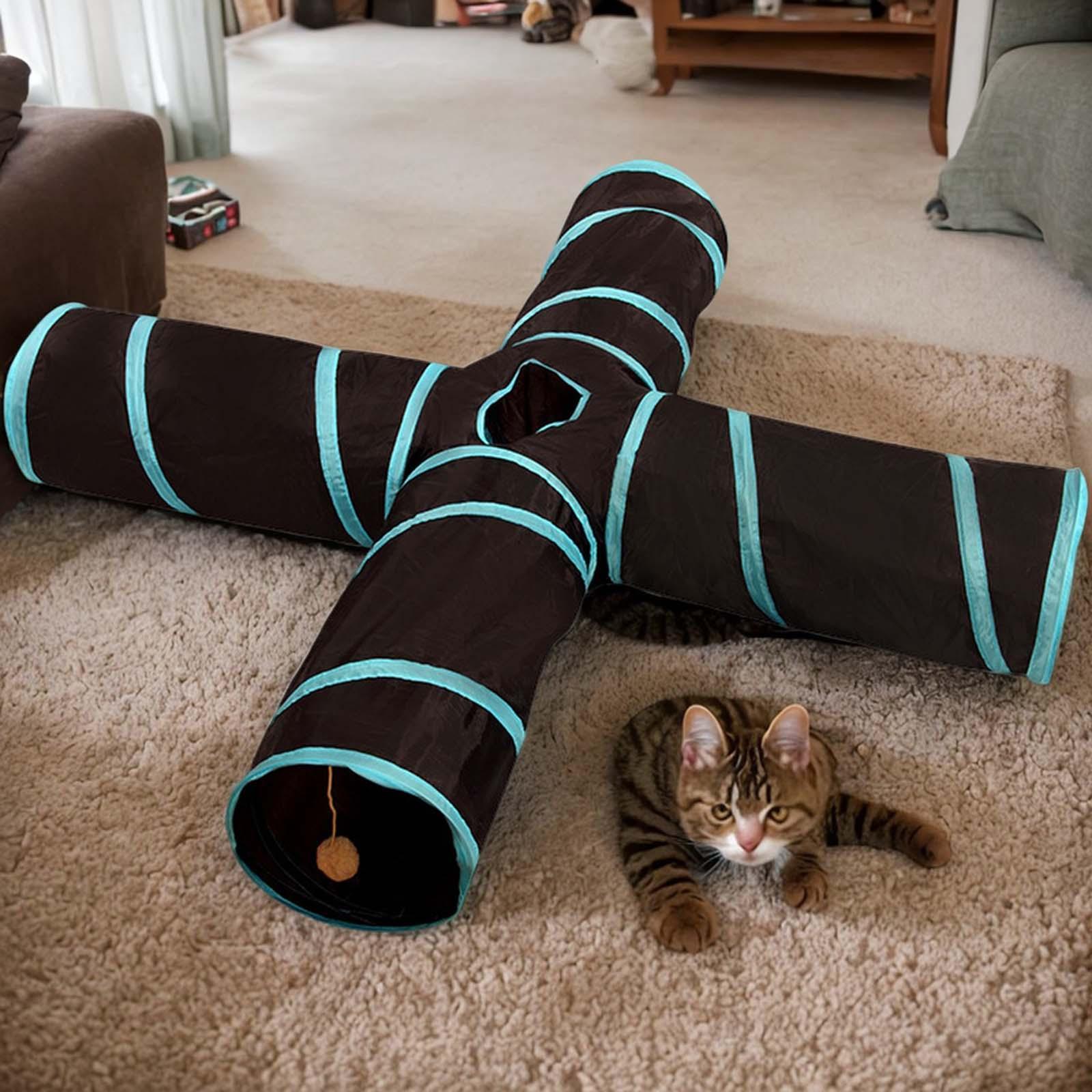 Cat Tunnel Foldable Cat Toys Lightweight Collapsible Playing Hut Tunnel Tube Cat Runway Tunnel for Indoor Cats Rabbit Small Animals Rat Dogs