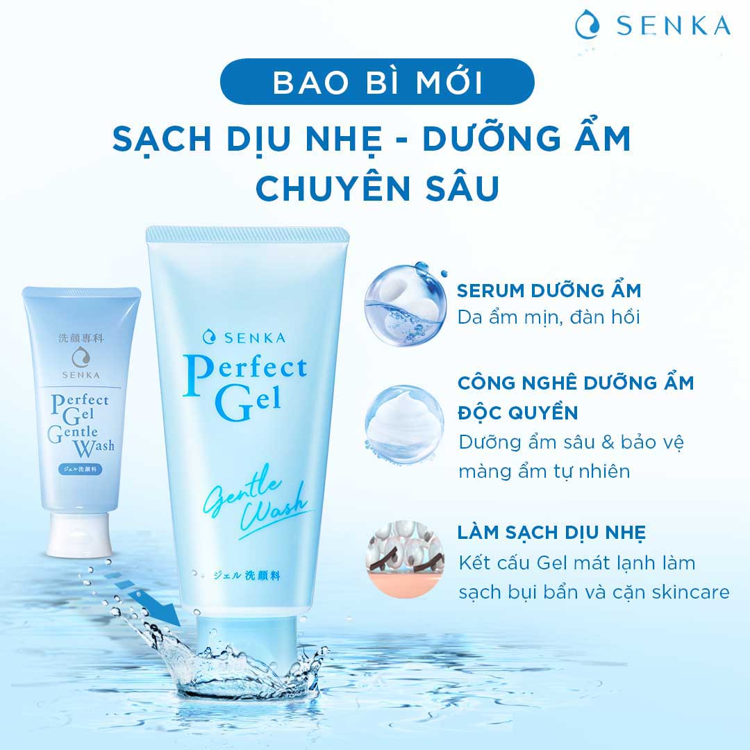 Gel rửa mặt dịu nhẹ Senka Perfect Gel Gentle Wash 100g