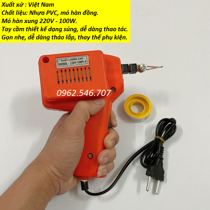 Combo Mỏ Hàn Xung 220V-100W Hàng Tốt Tặng Kèm Thiếc Hàn