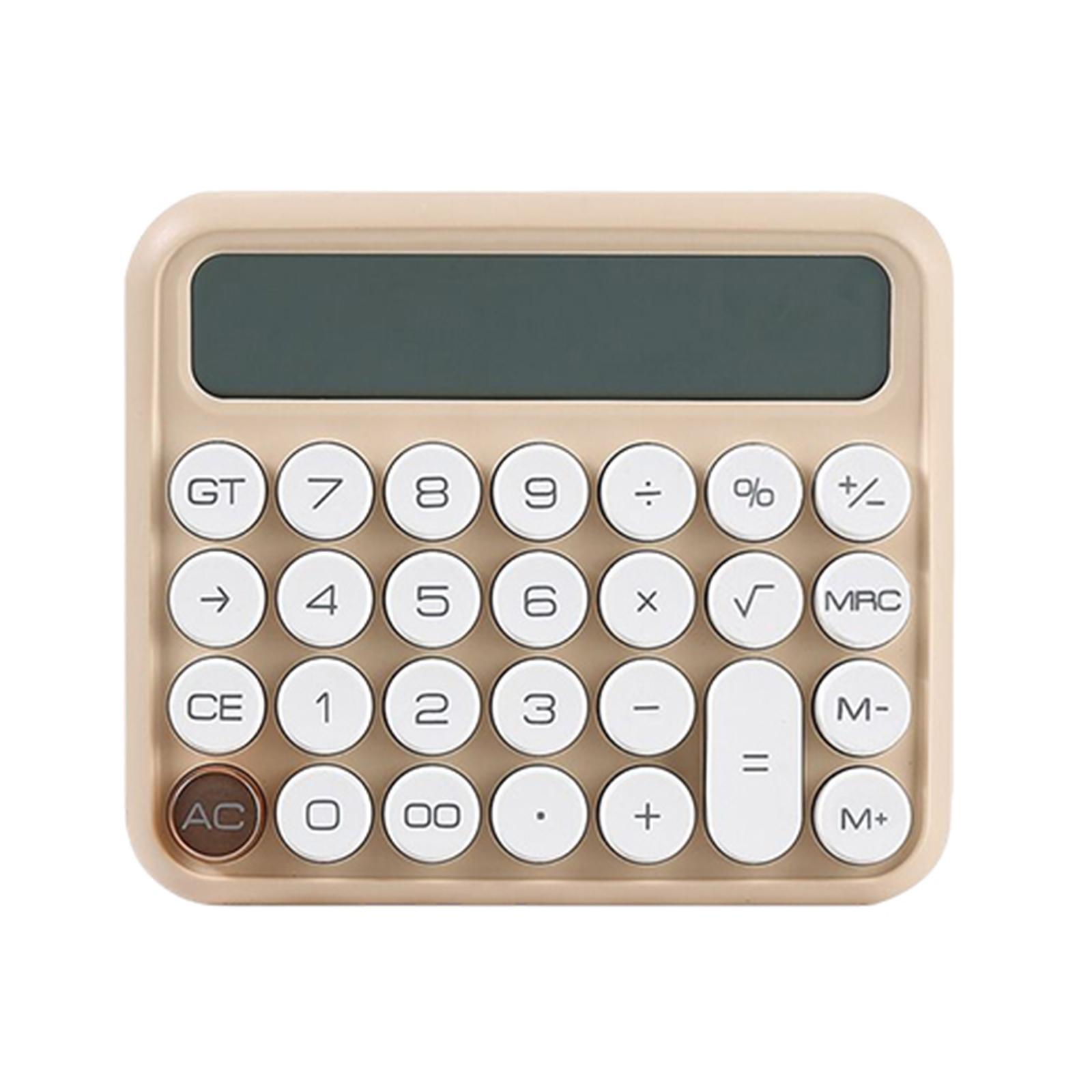 Portable Desktop Calculator Large Display Big Button 12 digits for Home Khaki