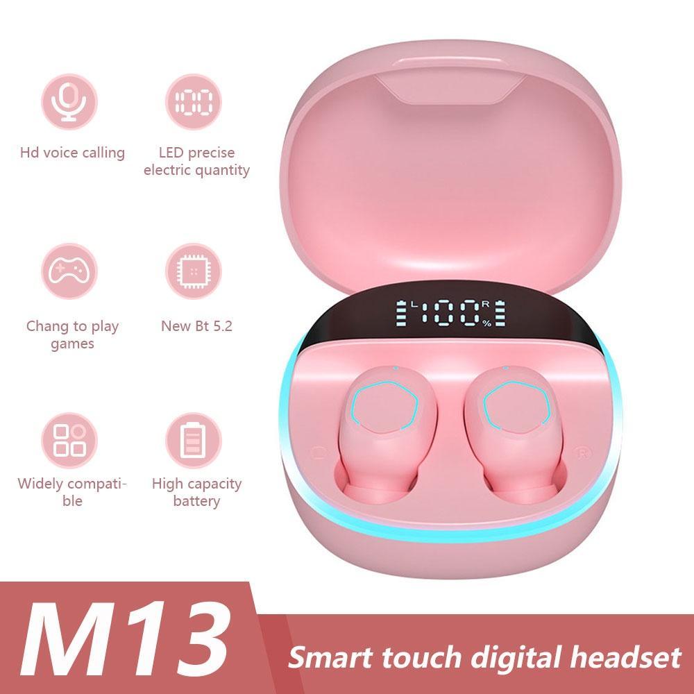 2022 Tai nghe không dây M13 TWS mới, chống nước, với màn hình LED nguồn,Bluetooth 5.0,với micrô