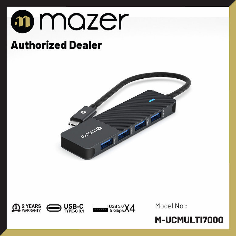 Cổng Chuyển Đổi Mazer USB-C Multimedia Pro Hub 4-in-1 (20cm) - Hàng Chính Hãng