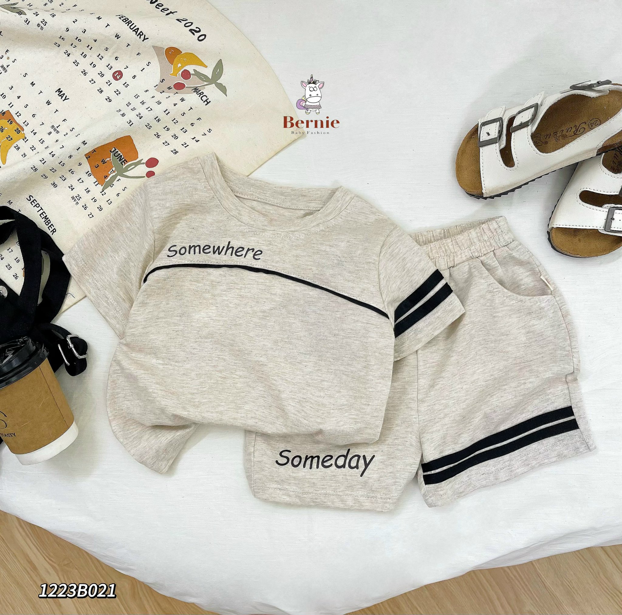 Bộ cộc tay bé trai sành điệu 1-7 tuổi in chữ Some vải co giãn thấm hút mồ hôi kiểu dáng thời trang