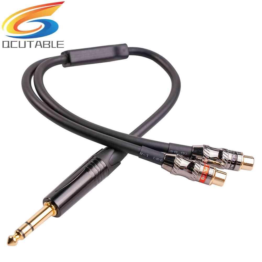 Cáp Chia Audio 6.35mm ĐầU CắM Sang Lỗ CắM 2RCA Mạ VàNg 24k