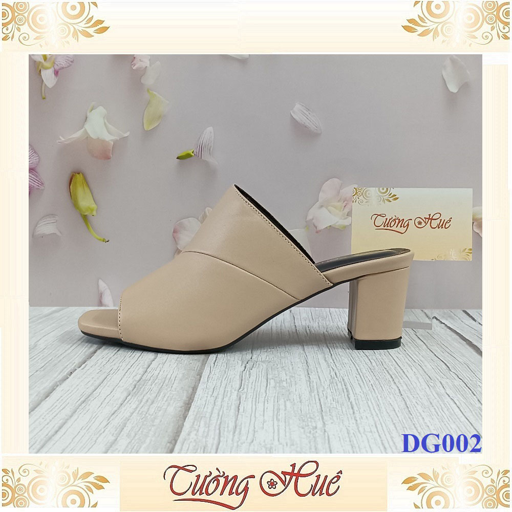 Dép Cao Gót Mũi Vuông Quai Ngang Bản Lớn Gót Vuông Cao 5CM - DG002