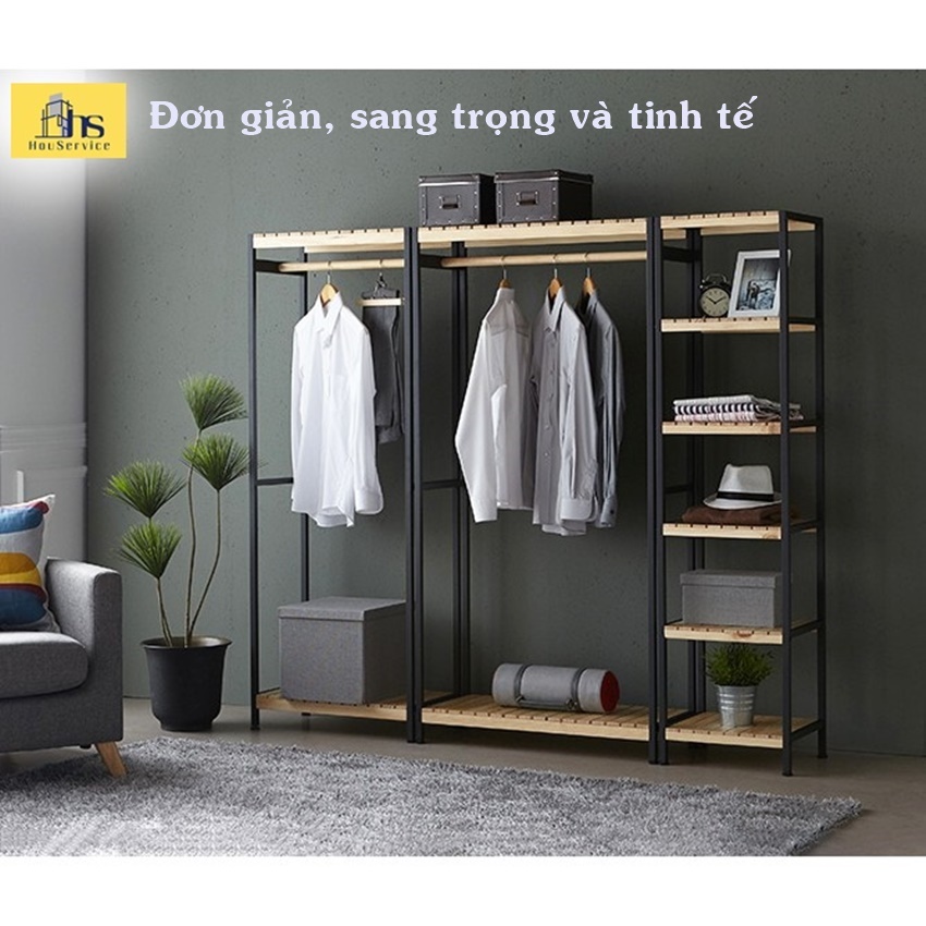 [HCM - Rẻ hơn hoàn tiền] COMBO giảm thêm 10% Kệ treo quần áo đa năng Sắt Gỗ, phong cách Hàn Quốc. Tủ treo quần áo đẹp, hiện đại, sang trọng, phù hợp mọi không gian kiến trúc. SP cao cấp, đạt tiêu chuẩn Hàn Quốc