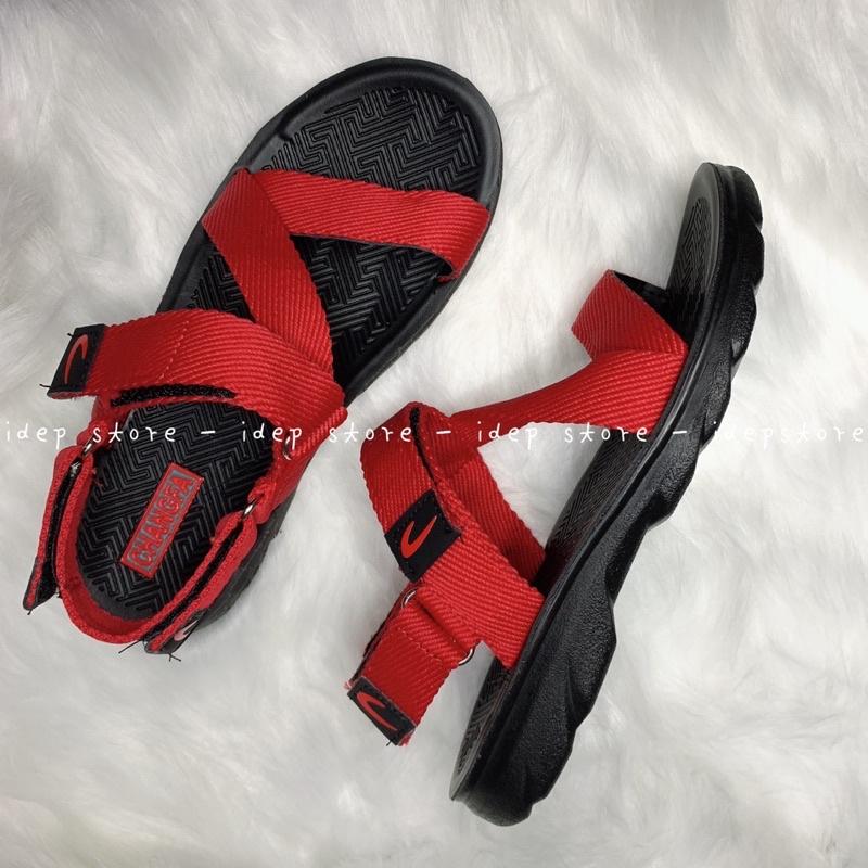 Giày sandal unisex quai Đỏ chữ Z GL034 - Xăng đan dây dù nam nữ đế đúc PU siêu bền SH9 IDEP