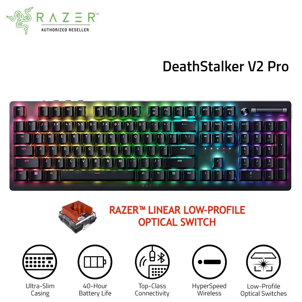 Bàn phím Razer DeathStalker V2 Pro-Wireless Low Profile Optical Gaming Keyboard_Mới, hàng chính hãng