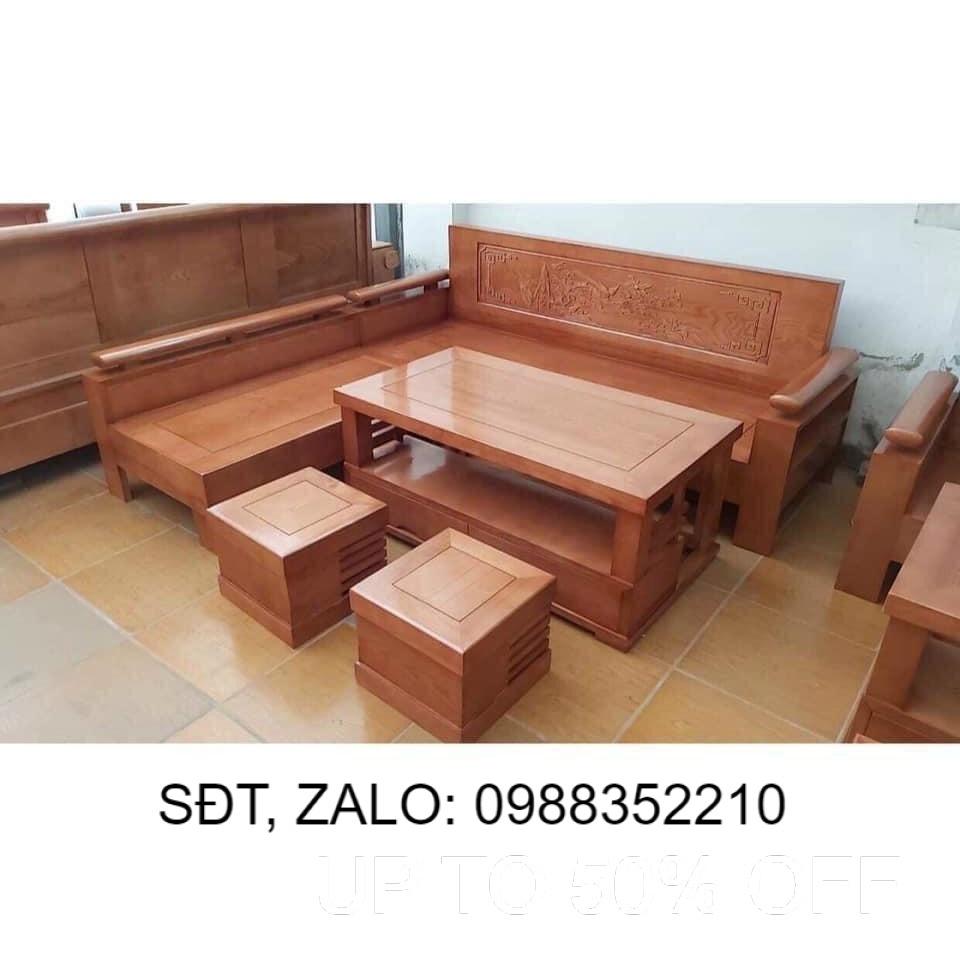 Bộ bàn ghế gỗ xoan đào mặt liền