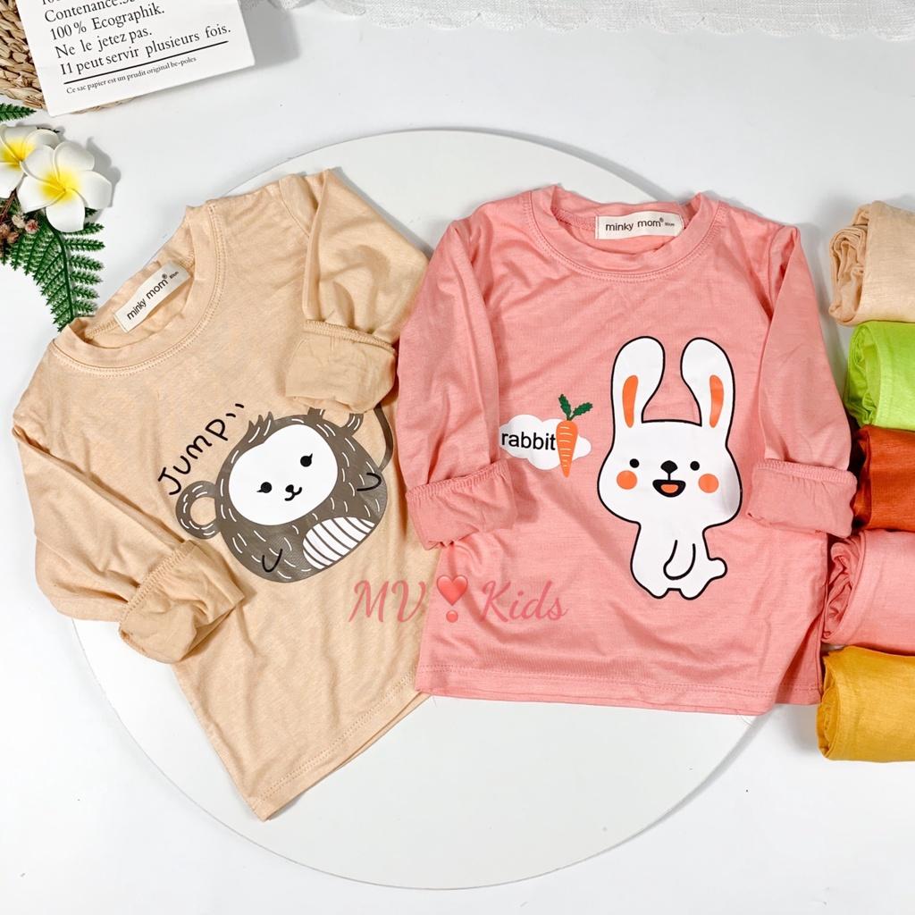 Bộ Quần Áo Bé Gái, Bé Trai Minky Mom Vải Thun Lạnh in hình Khỉ nâu... Dài Tay Cho Bé (MKDTL08