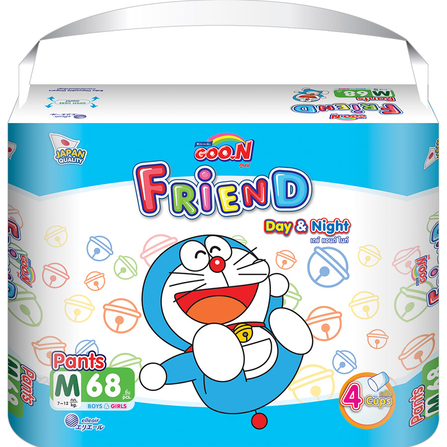 Combo 2 bịch Tã quần Goon Friend Doremon mới gói siêu đại M68 (7kg ~ 12kg)