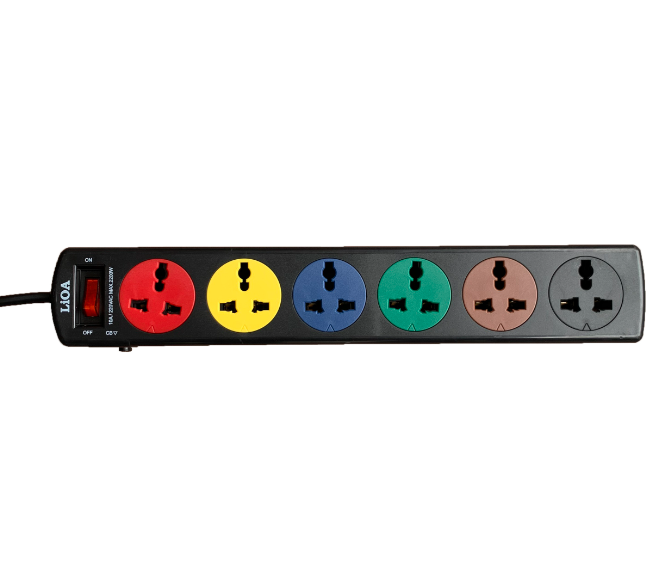 Ổ cắm LiOA 6 lỗ 3 chấu 6D52N dây dài 5m