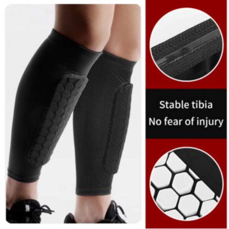 1 PC tổ ong bóng đá shin bảo vệ khiên bóng đá Color: 1 PC Black Size: XL