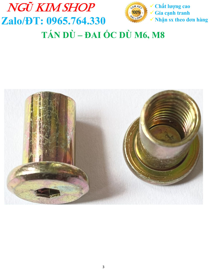 TÁN DÙ _ ĐAI ỐC DÙ M6, M8