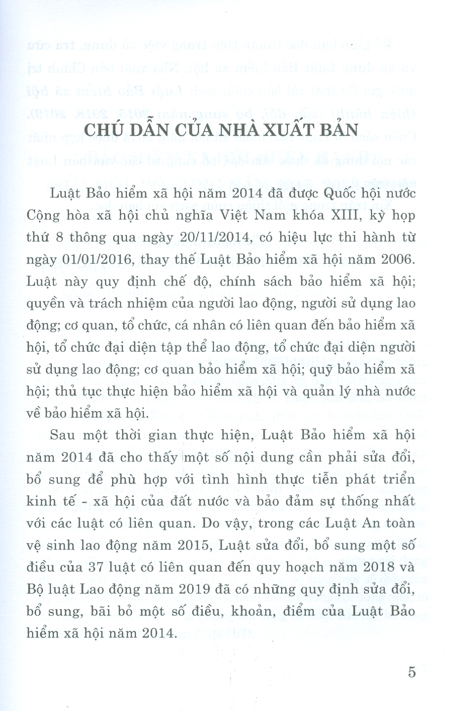 Luật Bảo Hiểm Xã Hội (Hiện Hành) (Sửa Đổi, Bổ Sung Năm 2015, 2018, 2019)