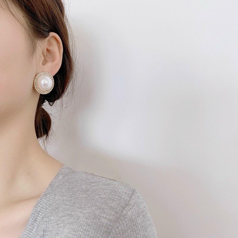 Bông tai thời trang đính cườm hình tròn BTBG 222