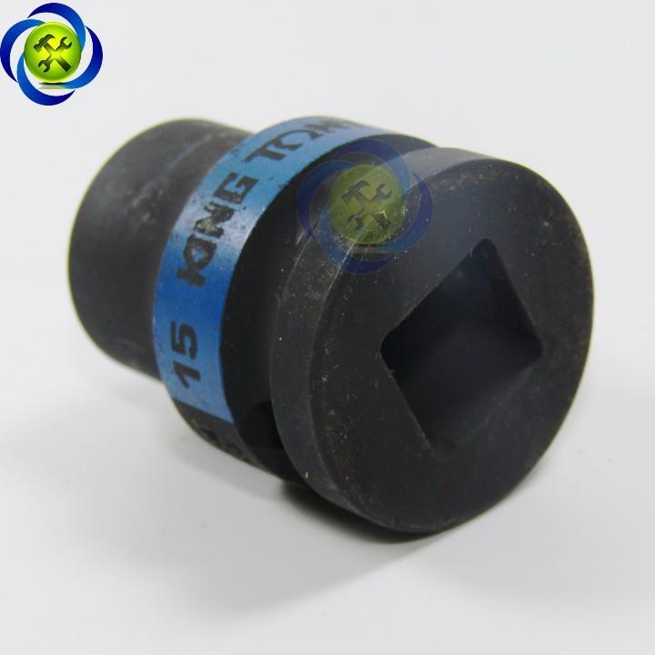 Tuýp 15mm loại 1/2 Kingtony 453515M ngắn 6 cạnh màu đen