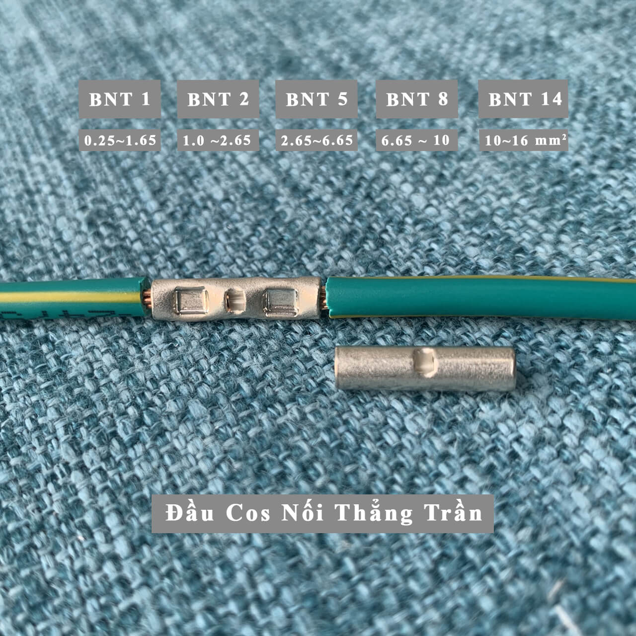 (10 cái) Đầu cos nối thẳng BNT8 - Đầu cos nối dây điện thẳng loại trần -  Dùng cho dây 6.65mm2 tới 10mm2