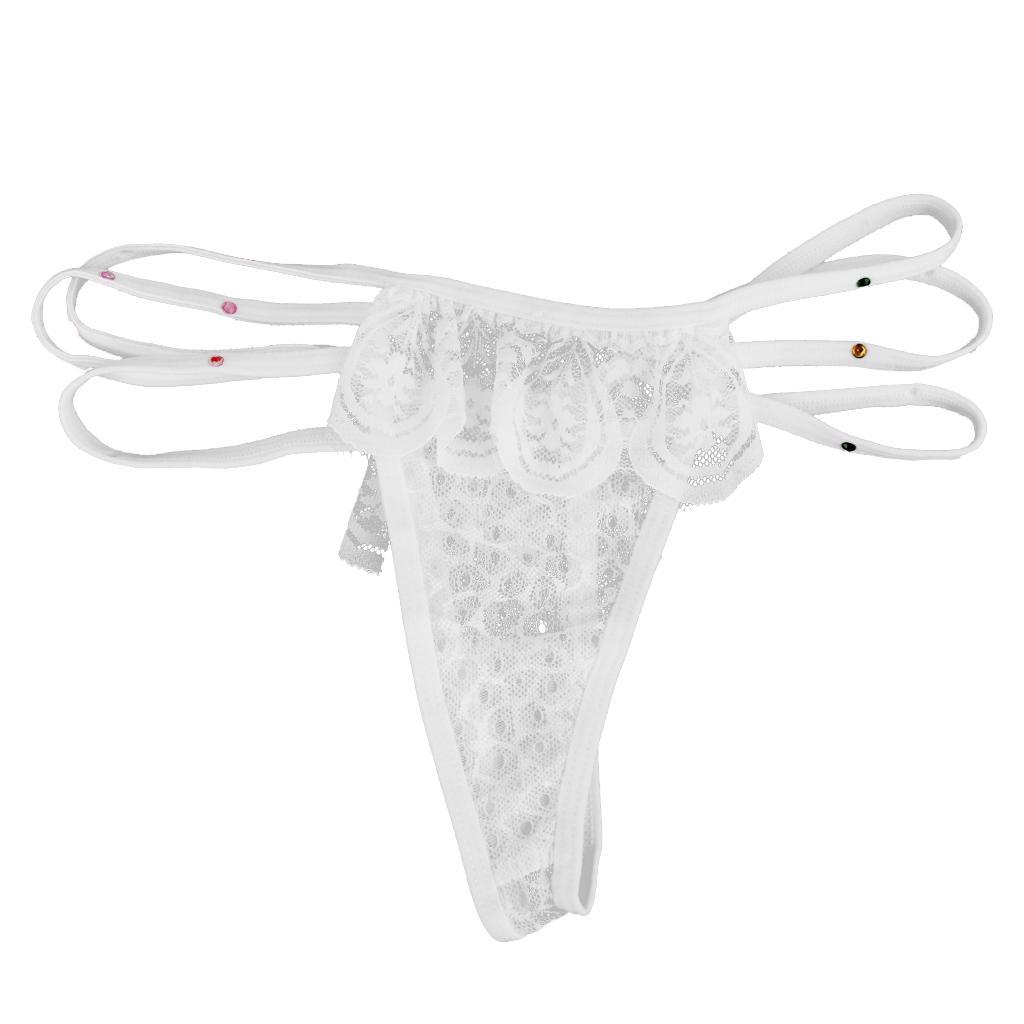 2-4pack Sexy Women Lace Underwear G-String T Thongs Intimates Briefs White