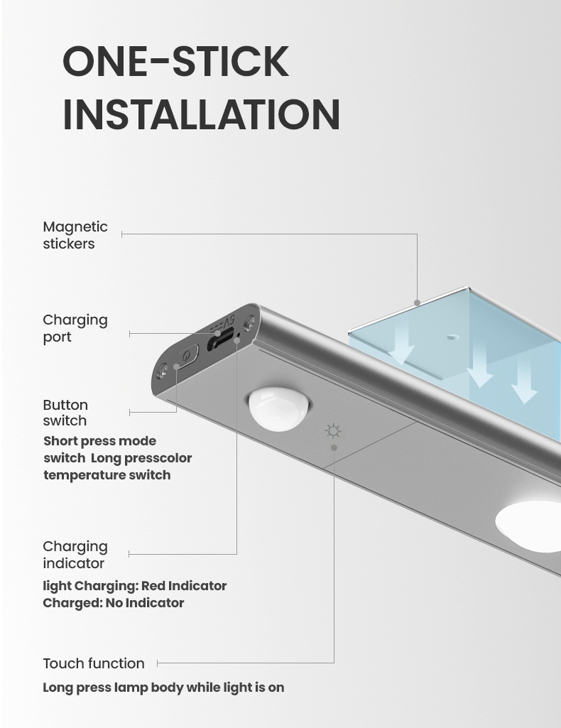 Đèn led thanh cảm biến tích điện Yeelight - 28/42/60cm - màu 2700k/4000k - chỉnh được độ sáng