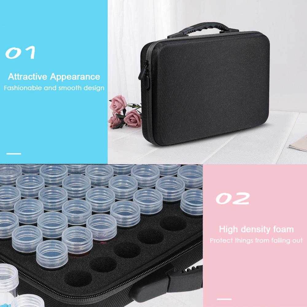 Hộp gồm 60 chai lưu trữ kim cương, cườm để thuê tranh, phụ kiện, trang sức, đồ nail,...