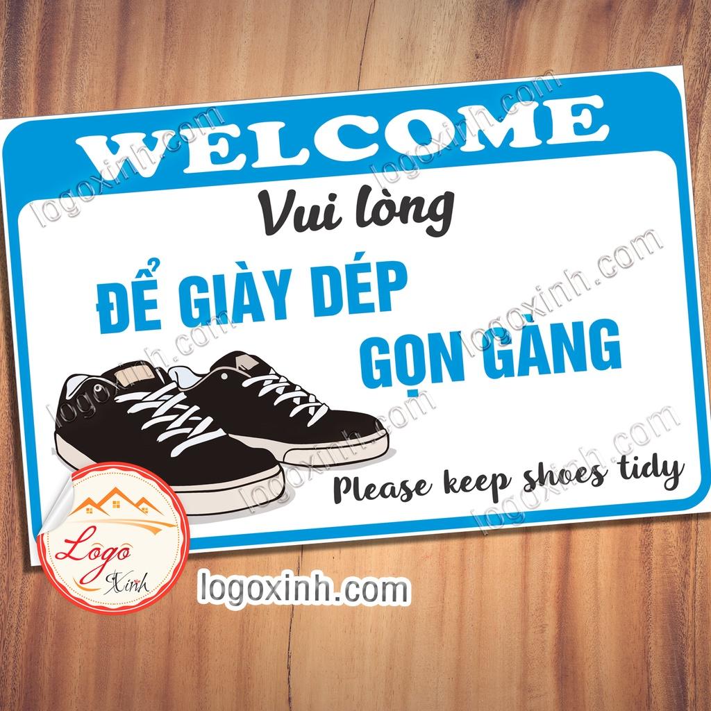 Logo Tem Sticker Yêu Cầu Để Giày Dép Gọn Gàng Đúng Nơi Quy Định - Please Keep Shoes Tidy - Cất Giày Dép Ngăn Nắp