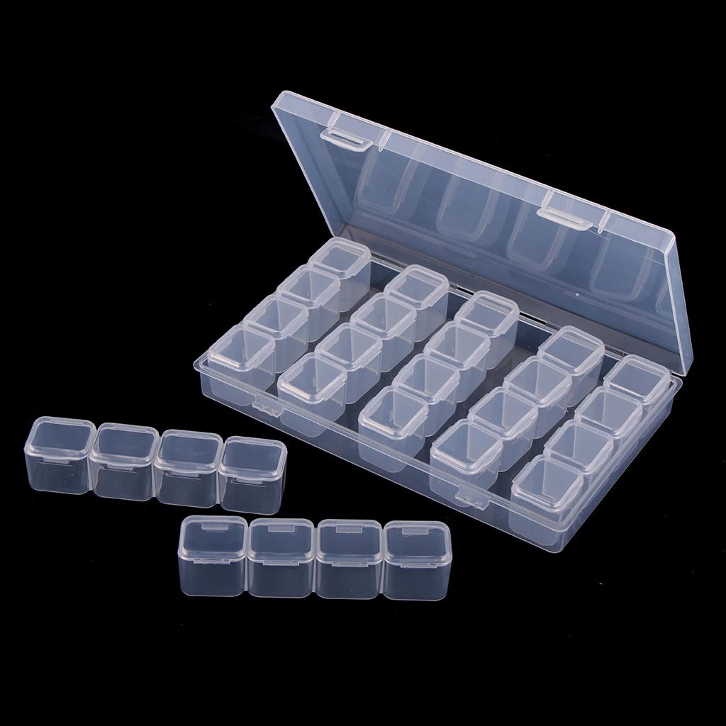 2 Bộ 28 Khe Nhựa Trong Tổ Chức Bình Chứa Túi Cất Giữ Móng Đầu Trang Sức Hạt